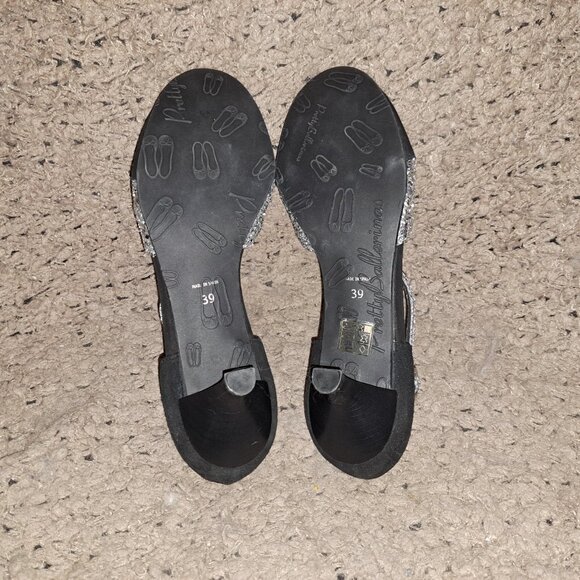 PRETTY BALLERINAS-Black Suede/Glitter D'Orsay/Ankle Strap Shoes-Sz 39-NWOB - Picture 7 of 7